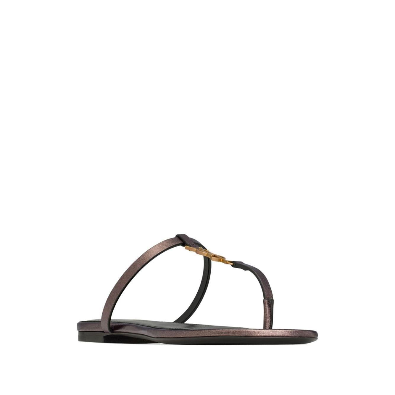 Saint Laurent Cassandre leather thong sandals 7760810NLDD2121