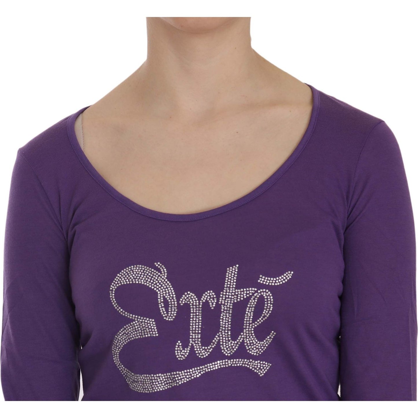 Exte Purple Crystal Embellished Long Sleeve Casual Top TSH3908-38