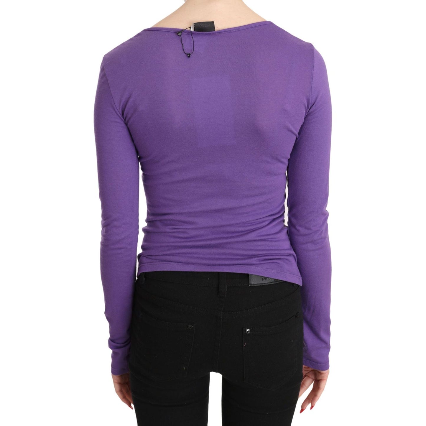 Purple Exte Crystal Embellished Long Sleeve Top Blouse TSH3413-40