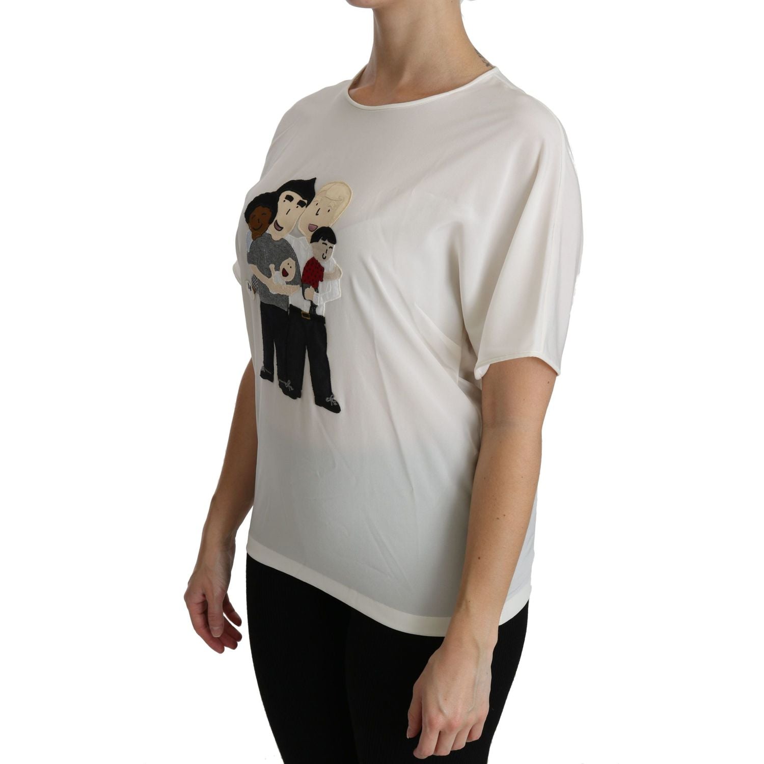 Dolce & Gabbana White #dgfamily Patch Short Sleeve Blouse Top