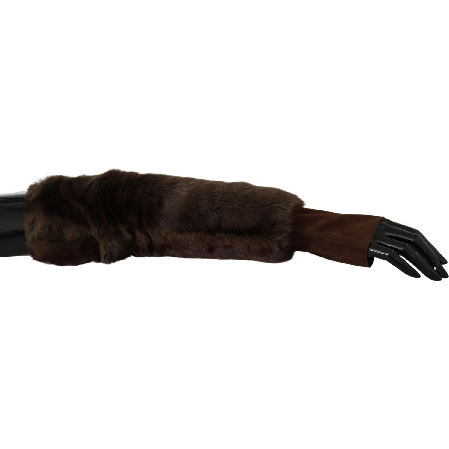 Dolce & Gabbana Brown Elbow Length Finger Less Fur Gloves