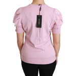 Dolce & Gabbana Pink Floral Embroidered Blouse Wool Top TSH4457-46