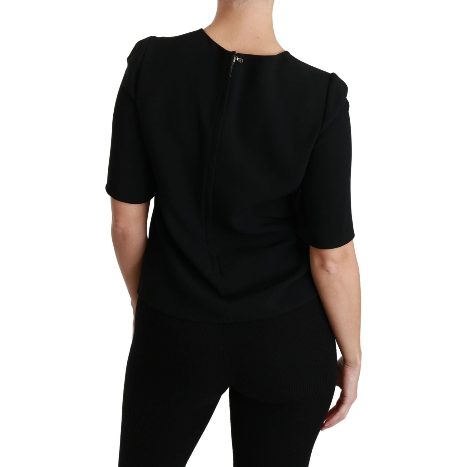 Dolce & Gabbana Black Short Sleeve Casual Top Stretch Blouse