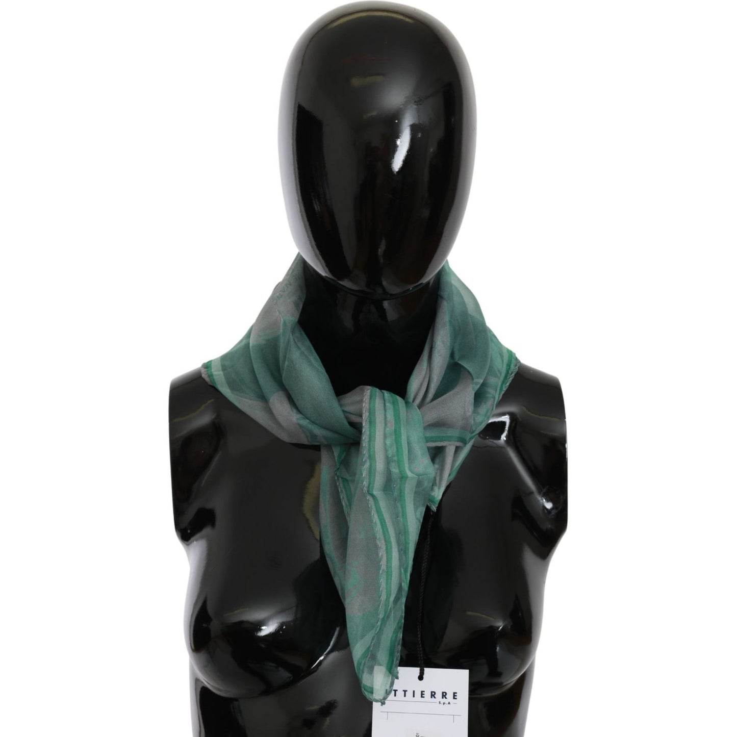 Costume National Green Silk Shawl Foulard Wrap Scarf