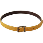 Dolce & Gabbana Yellow Exotic Skin Leather Grey Buckle Belt BEL60628-110