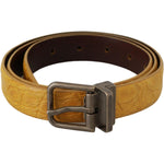 Dolce & Gabbana Yellow Exotic Skin Leather Grey Buckle Belt BEL60628-110