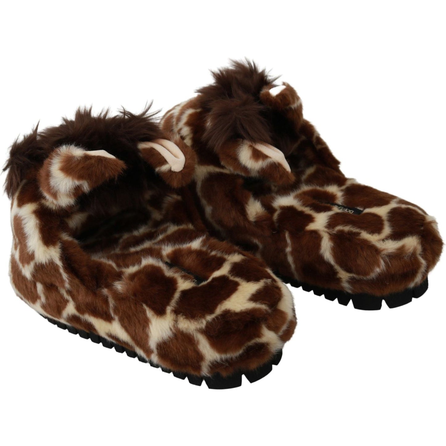 Dolce & Gabbana Brown Giraffe Slippers Flats Sandals Shoes LA6457-35
