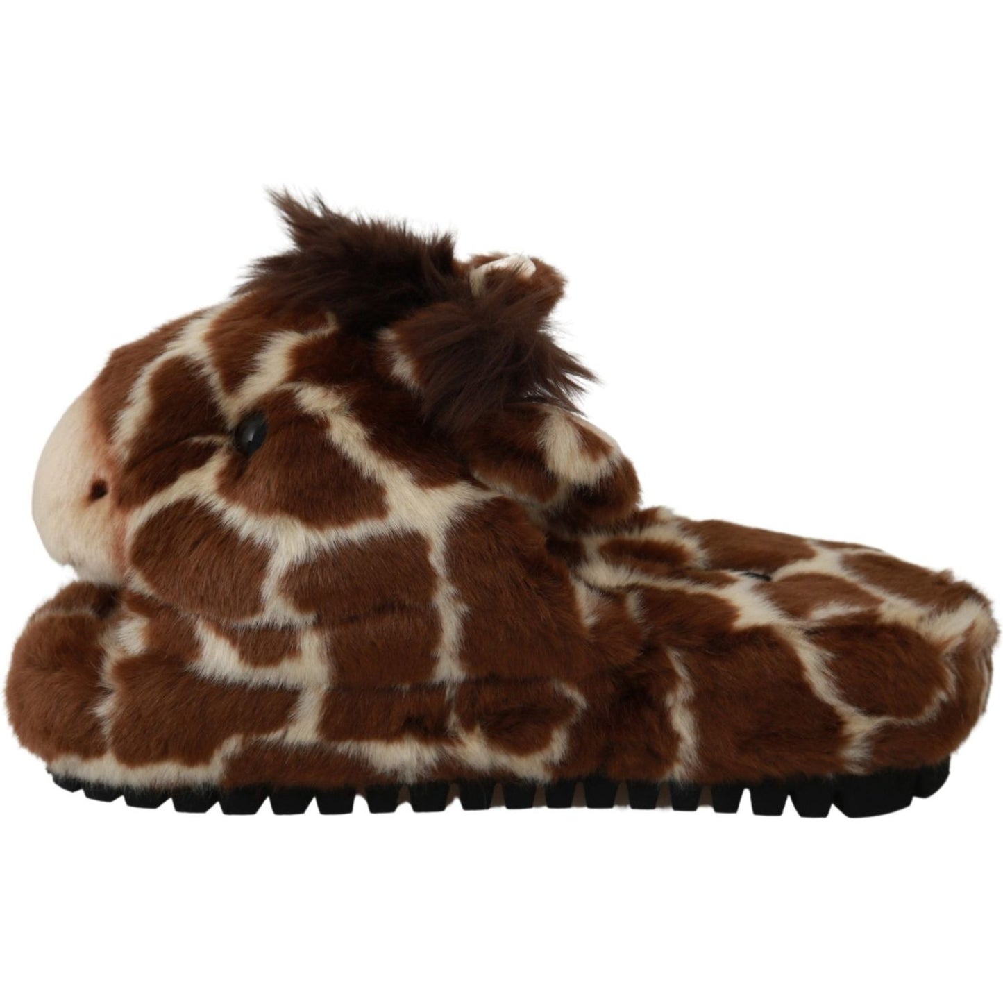 Dolce & Gabbana Brown Giraffe Slippers Flats Sandals Shoes LA6457-35