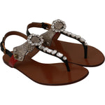 Dolce & Gabbana Leather Ayers Crystal Sandals Flip Flops Shoes LA6458-35
