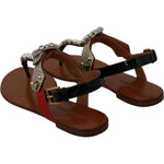 Dolce & Gabbana Leather Ayers Crystal Sandals Flip Flops Shoes LA6458-35