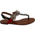 Dolce & Gabbana Leather Ayers Crystal Sandals Flip Flops Shoes LA6458-35