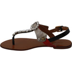 Dolce & Gabbana Leather Ayers Crystal Sandals Flip Flops Shoes LA6458-35