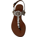 Dolce & Gabbana Leather Ayers Crystal Sandals Flip Flops Shoes LA6458-35