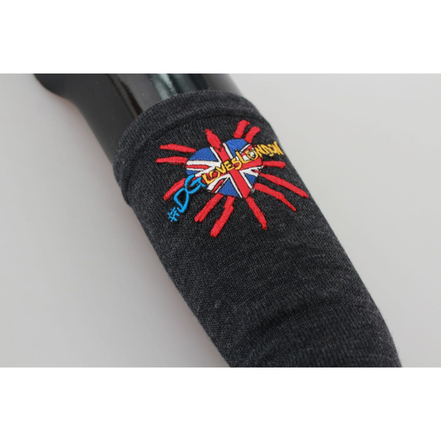 Dolce & Gabbana Gray #DGLovesLondon Embroidered Virgin Wool Gloves