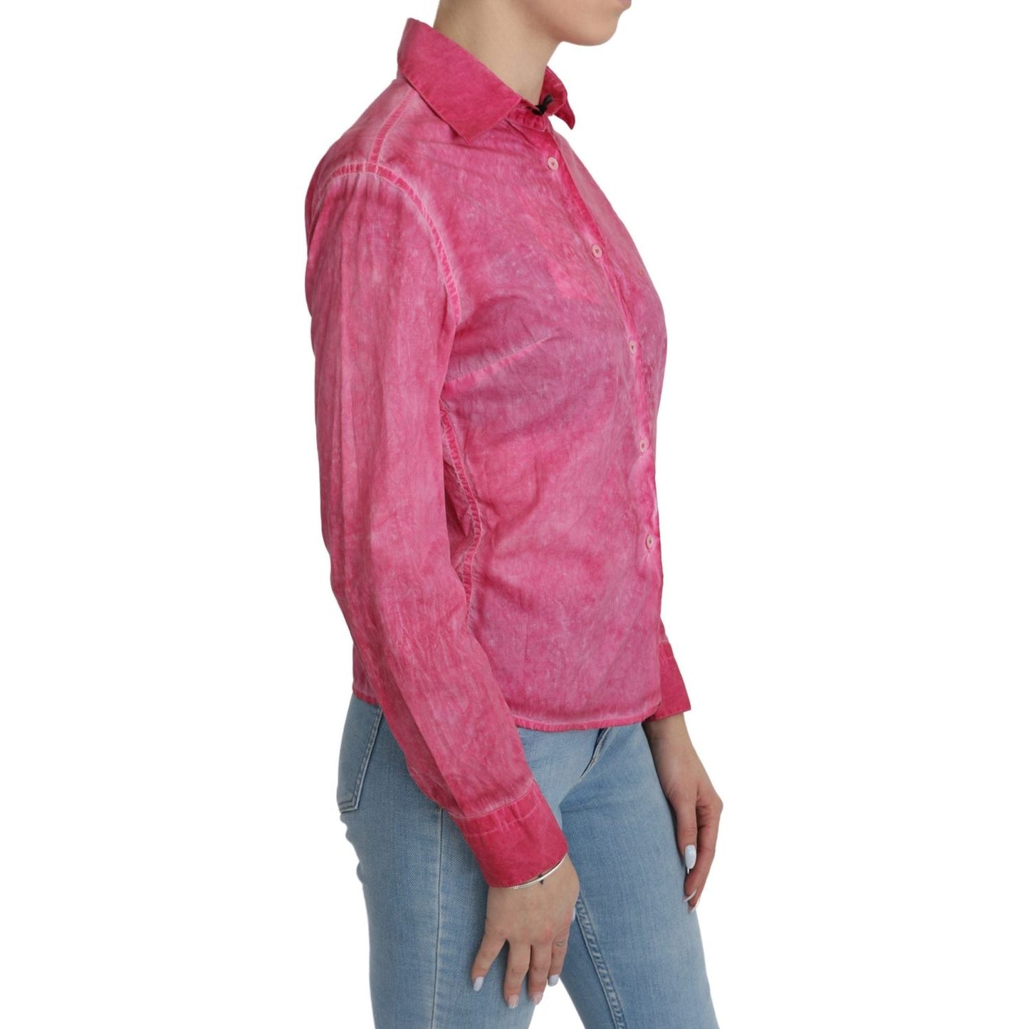 Ermanno Scervino Pink Collared Long Sleeve Shirt Blouse Top