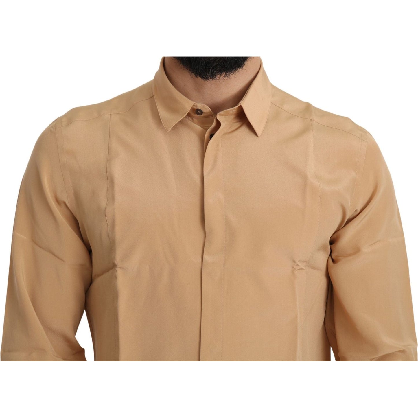 Dolce & Gabbana Elegant Yellow Silk Men's Formal Shirt TSH5213-IT40/M-FBB-253