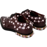 Dolce & Gabbana Bordeaux Leather Crystal Pearls Formal Shoes LA6911-39
