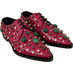 Dolce & Gabbana Pink Leather Crystals Dress Broque Shoes LA7218-41