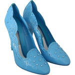 Dolce & Gabbana Blue Crystal Floral CINDERELLA Heels Shoes LA7270-39