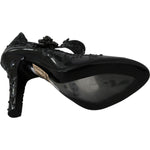 Dolce & Gabbana Black Floral Crystal CINDERELLA Heels Shoes LA7274-39