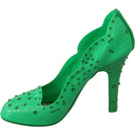 Dolce & Gabbana Green Crystal Floral CINDERELLA Heels Shoes LA7276-39