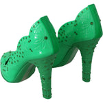 Dolce & Gabbana Green Crystal Floral CINDERELLA Heels Shoes LA7276-39