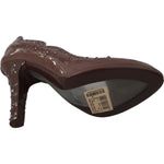 Dolce & Gabbana Brown Floral Crystal Heels CINDERELLA Shoes LA7285-39
