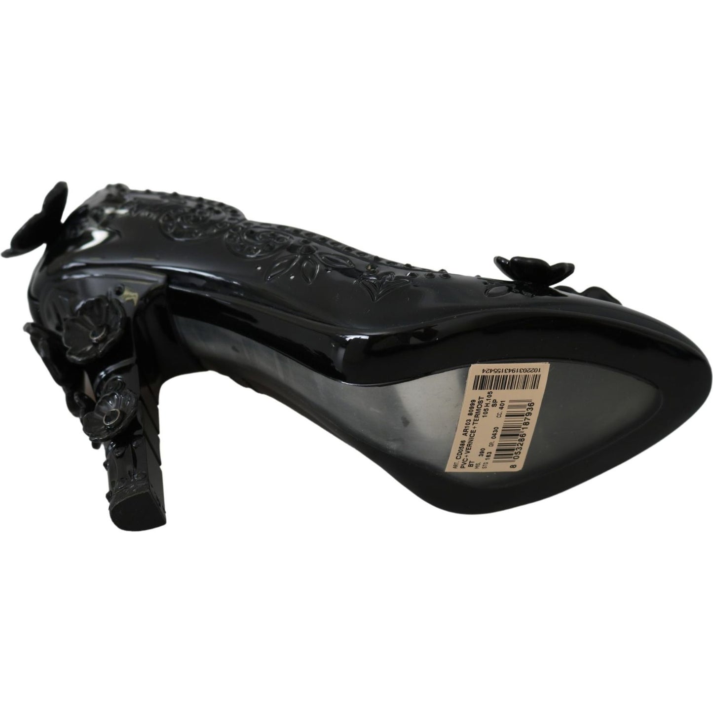 Dolce & Gabbana Black Floral Crystal CINDERELLA Heels Shoes LA7287-39