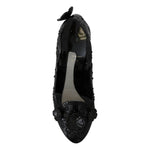 Dolce & Gabbana Black Floral Crystal CINDERELLA Heels Shoes LA7287-39