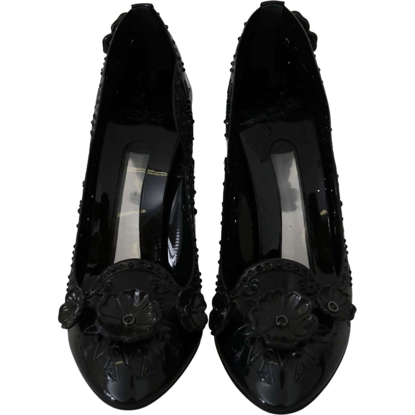 Dolce & Gabbana Black Floral Crystal CINDERELLA Heels Shoes LA7287-39