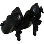 Dolce & Gabbana Black Floral Crystal CINDERELLA Heels Shoes LA7287-39
