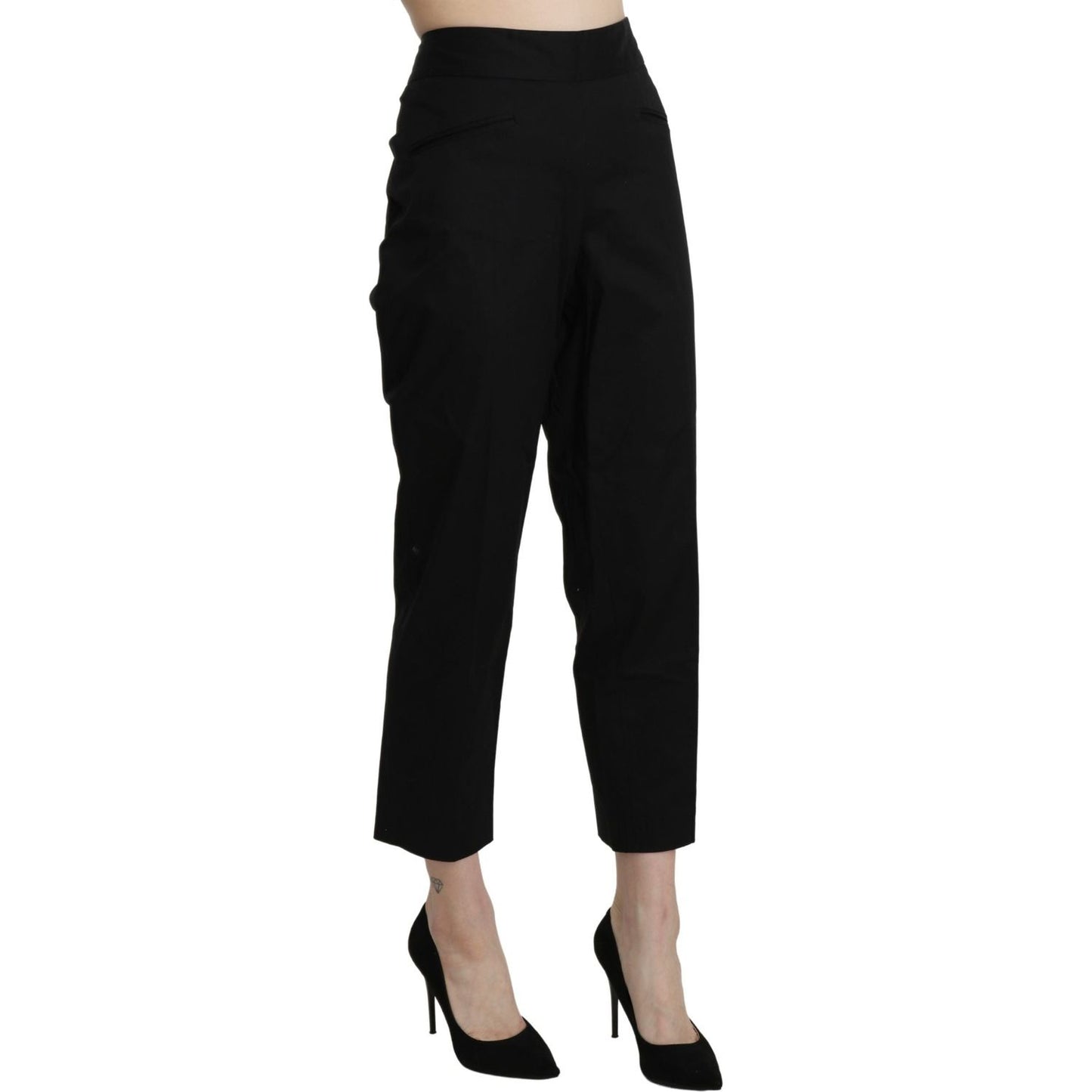 BENCIVENGA Black High Waist Straight Cropped Dress Pants PAN71323-44