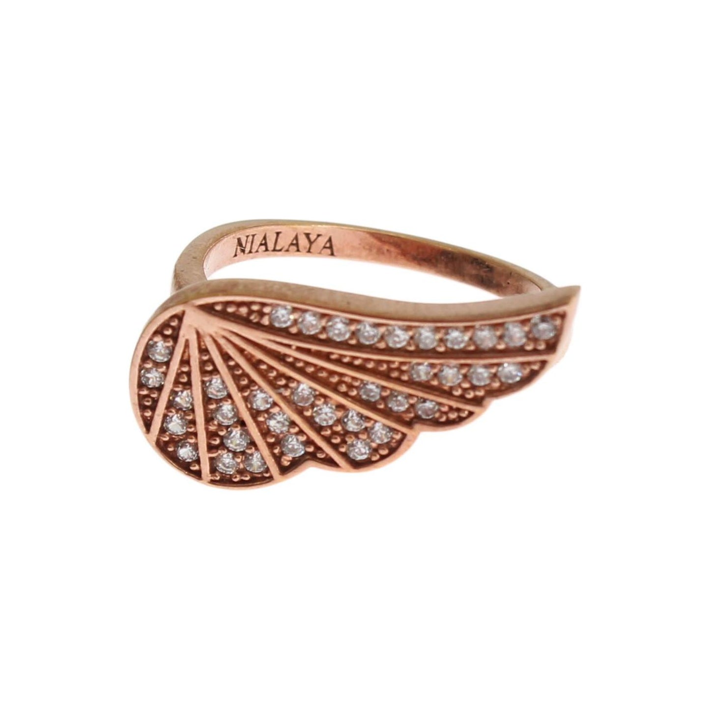 Nialaya Pink Gold 925 Silver Womens Clear CZ Ring SIG19107-4,5