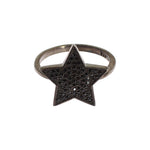 Nialaya Black CZ Star 925 Silver Womens Ring SIG19096-US5