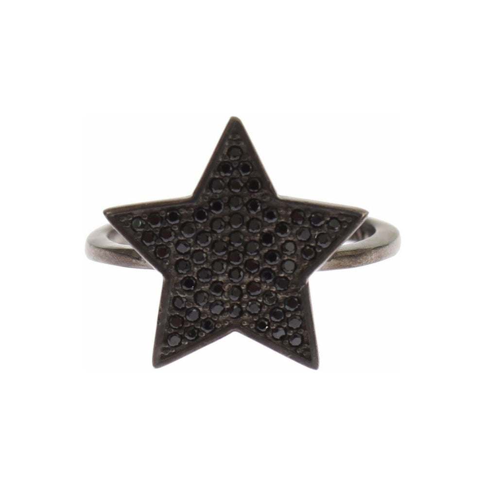Nialaya Black CZ Star 925 Silver Womens Ring SIG19096-US5