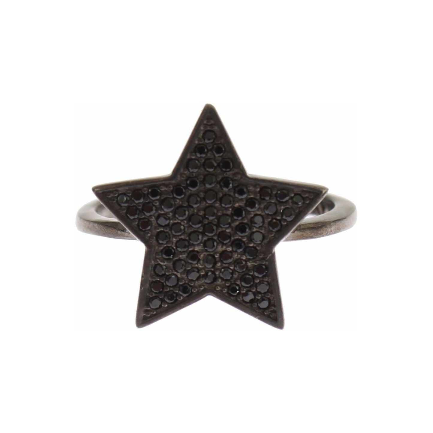 Nialaya Black CZ Star 925 Silver Womens Ring SIG19096-US5