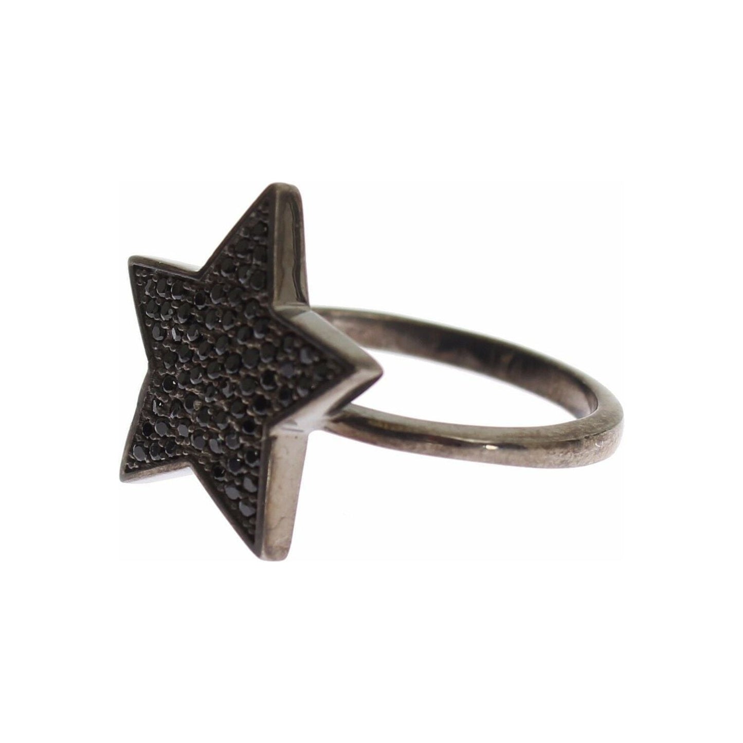 Nialaya Black CZ Star 925 Silver Womens Ring SIG19096-US5