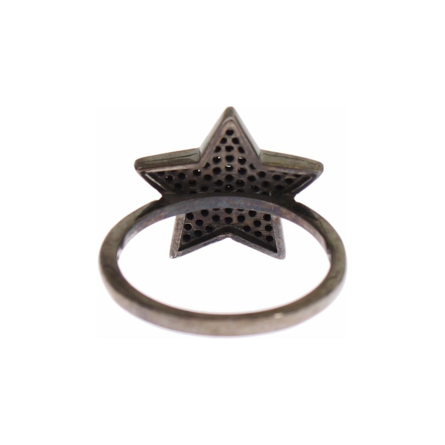 Nialaya Black CZ Star 925 Silver Womens Ring SIG19096-US5