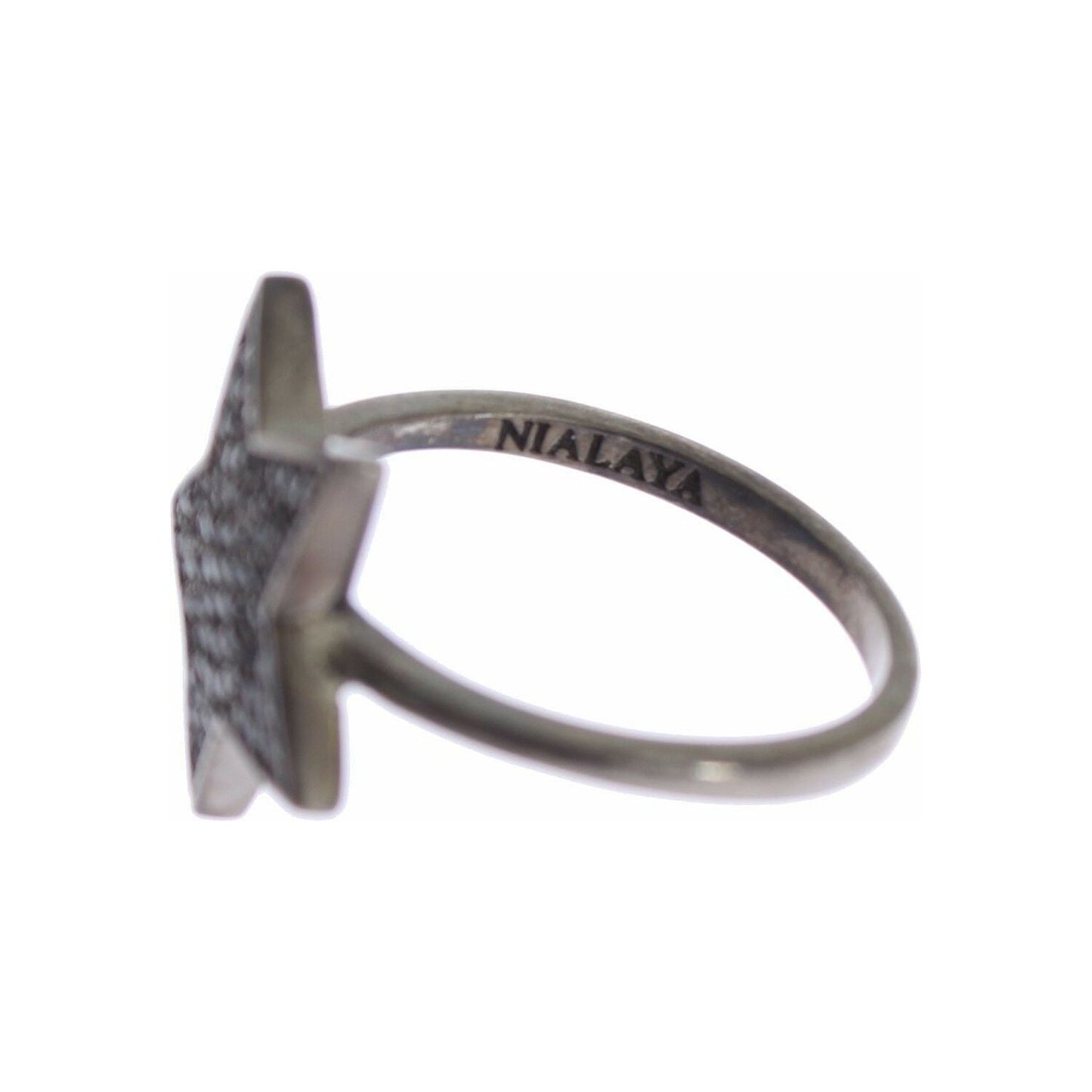 Nialaya Black CZ Star 925 Silver Womens Ring SIG19096-US5