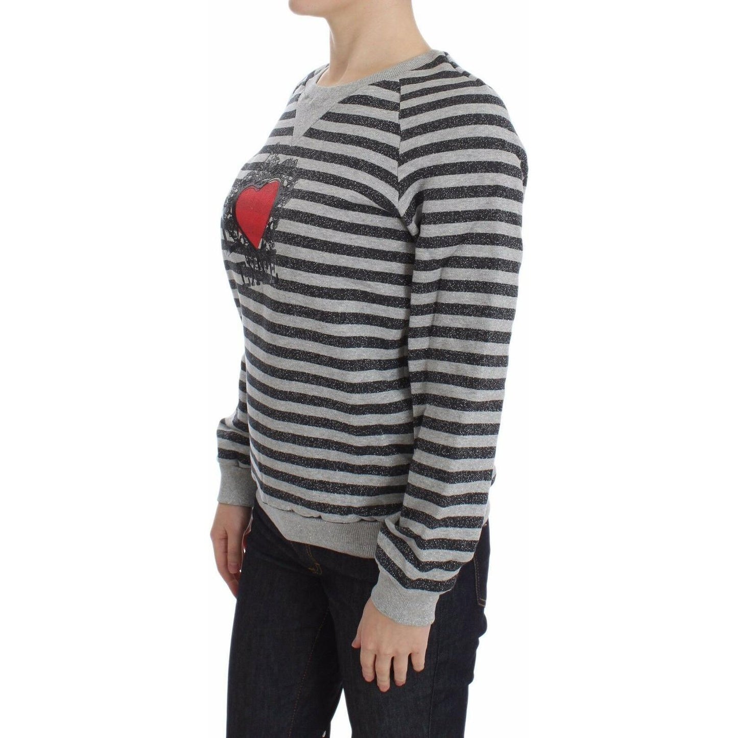 Exte Gray Striped Cotton Crewneck Sweater SIG30141-38