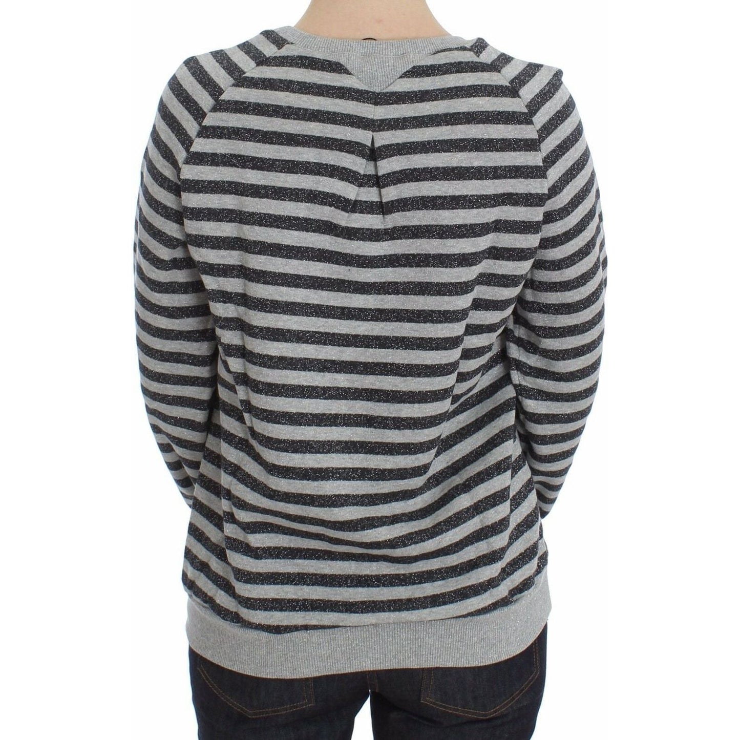 Exte Gray Striped Cotton Crewneck Sweater SIG30141-38