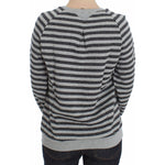 Exte Gray Striped Cotton Crewneck Sweater SIG30141-38
