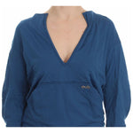 Exte Blue Cotton Top Pullover Deep V-neck Women Sweater DRE10076-40