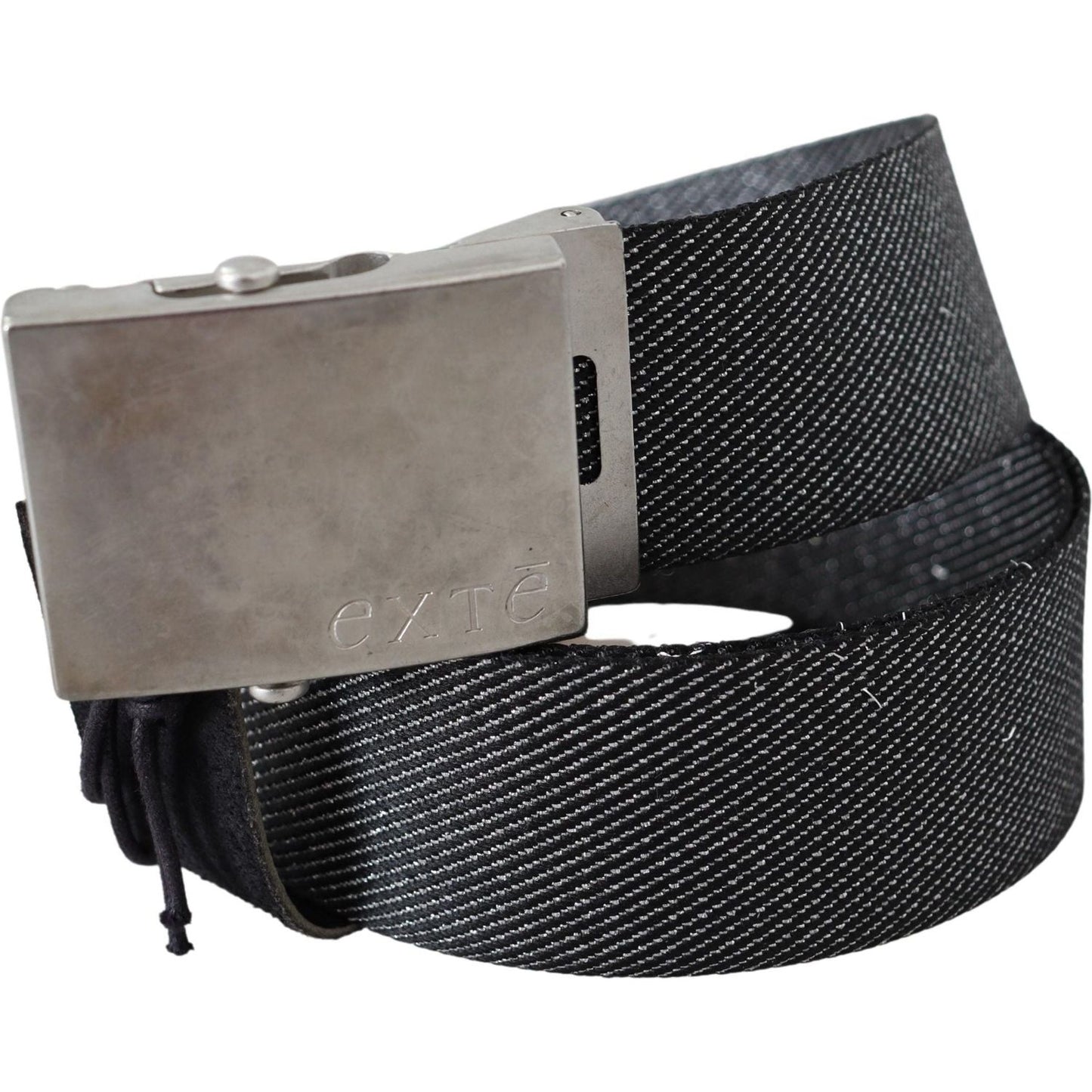 Exte Black Silver Metal Brushed Buckle Waist Belt BEL8071-100