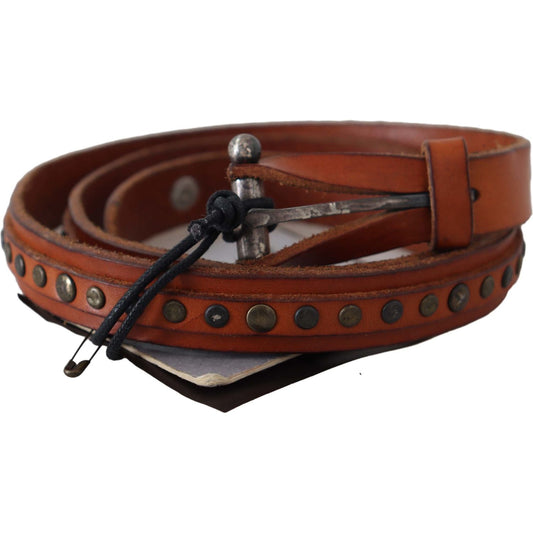 Scervino Street Brown Genuine Leather Rustic Silver Buckle Belt Belt