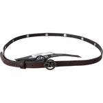 Costume National Brown Skinny Leather Round Logo Buckle Belt BEL60950-100