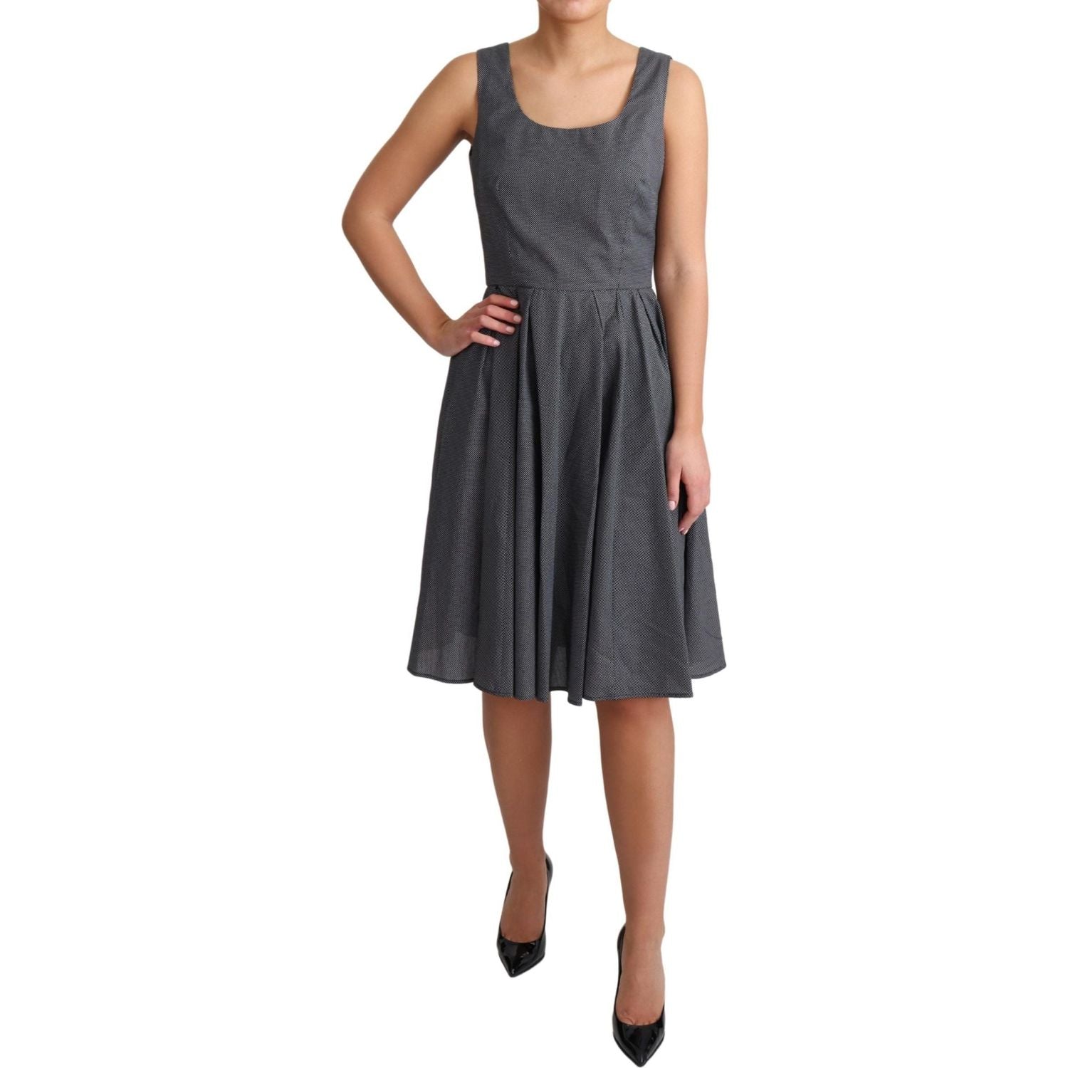 Dolce & Gabbana Black Polka Dotted Cotton A-Line Dress