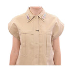 Andrea Incontri Beige Sleeveless Blouse Top GSS10726-1