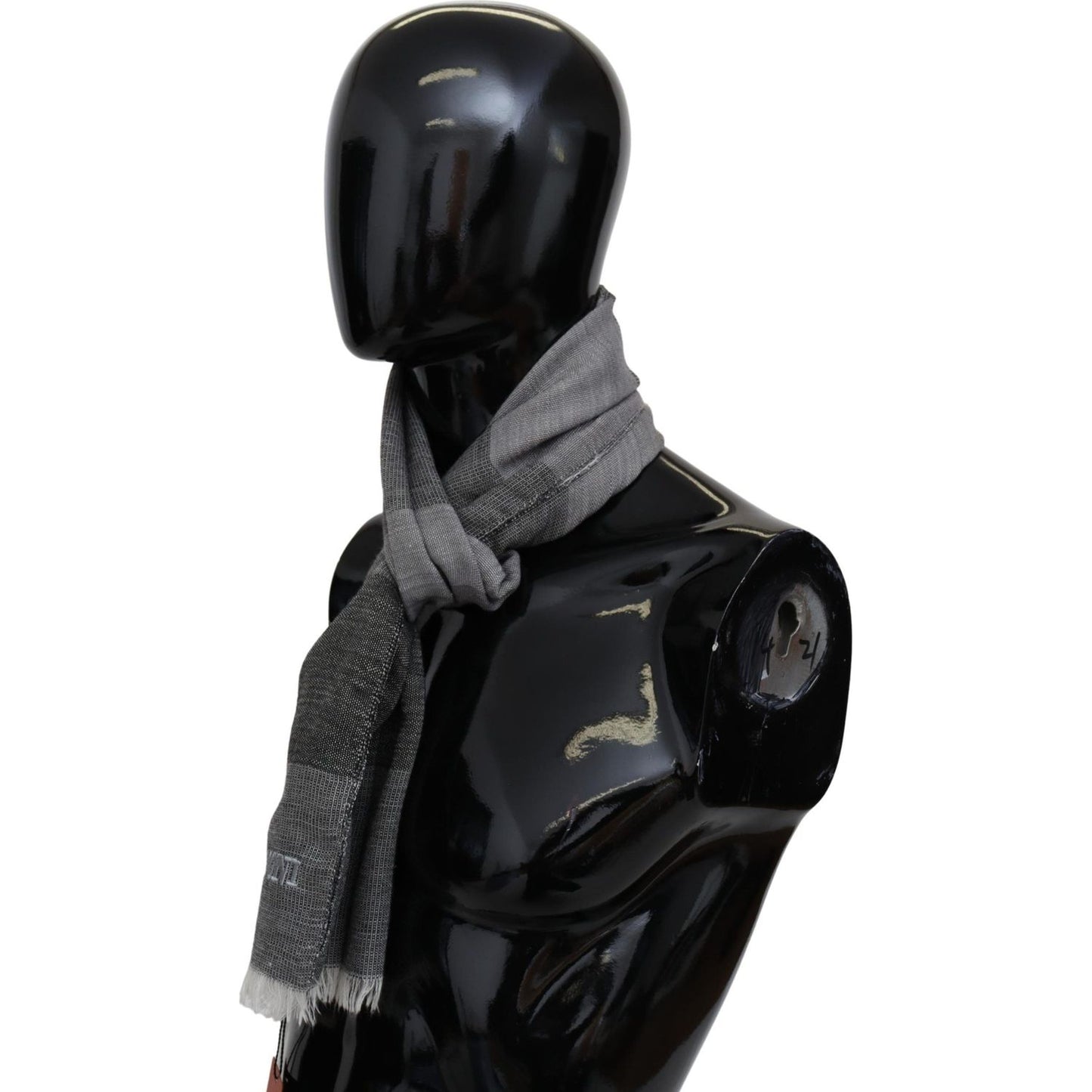 Missoni Gray Striped Wool Unisex Neck Wrap Fringes Scarf MS1968