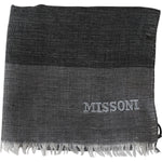 Missoni Gray Striped Wool Unisex Neck Wrap Fringes Scarf MS1968